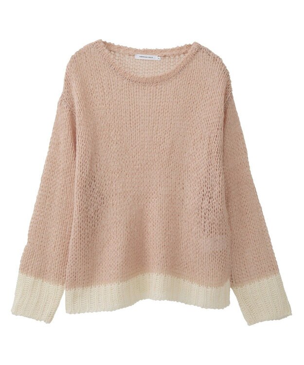 AMERICAN HOLIC モヘアライク配色ニットプルオーバー Light Pink