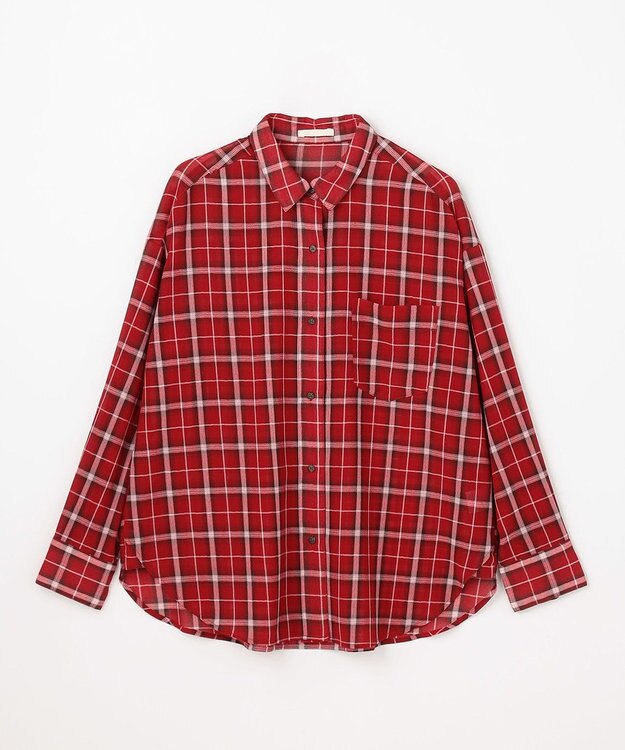 ANY シアーチェックシャツ レッド系
