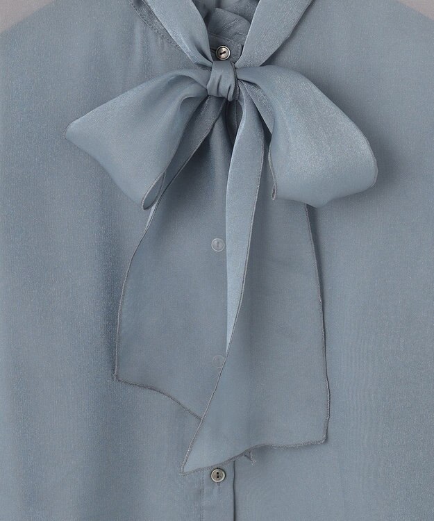 組曲 シャイニーオーガン ボウタイ付きブラウス ダスティブルー系