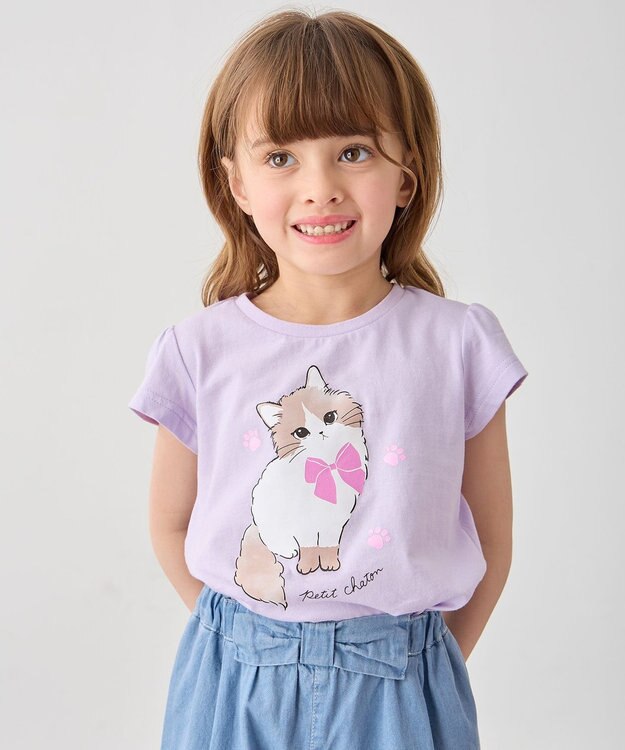 ANY KIDS 【水で色が変わる】接触冷感 しろくま ミラクルプリント Tシャツ ラベンダー