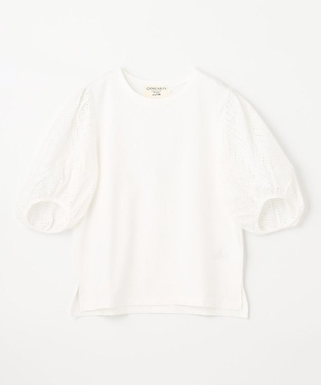 ANY スリーブレースコンビTシャツ オフ