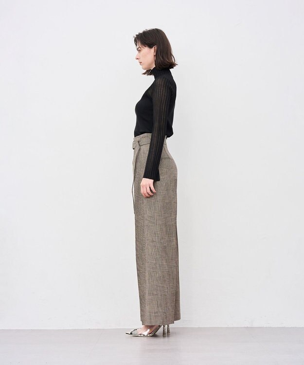 uncrave グレンチェック ワイドパンツ ブラウンチェック