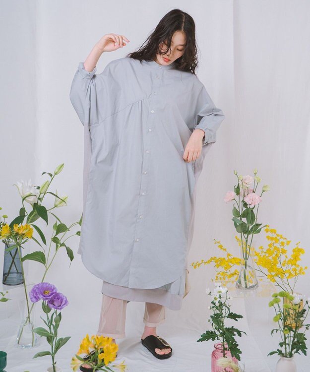 POLS CLIONE シャツワンピース グレイ