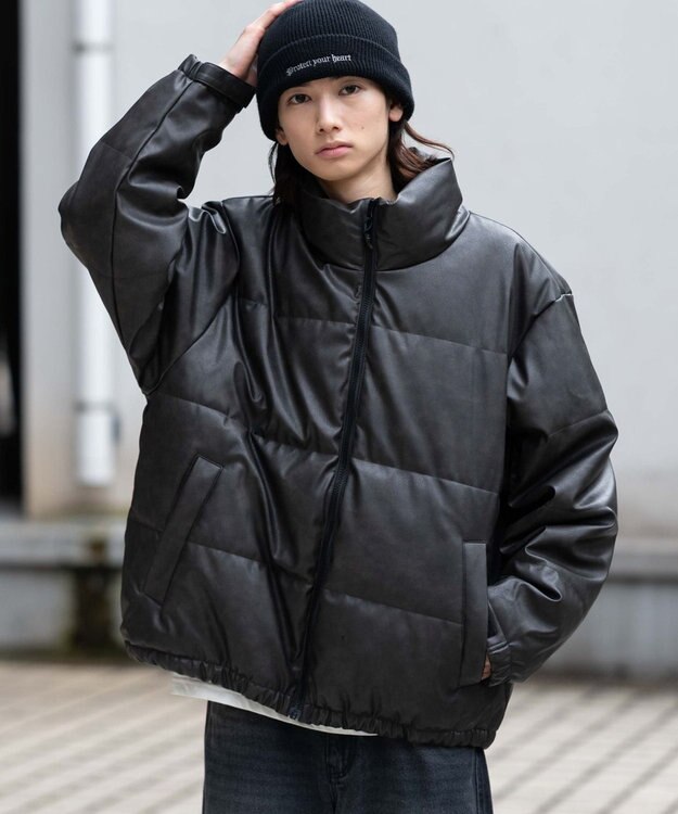 WEGO 【ユニセックス着用ITEM】PUパファーブルゾン ブラックその他