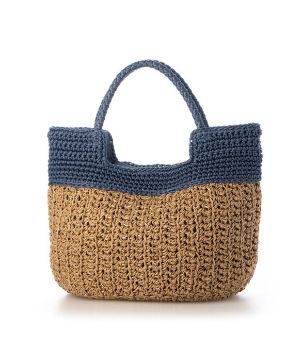 UNBILLION カシュカシュ cachecache / 切り替え編みクロッシェ2wayミニトート ブルー