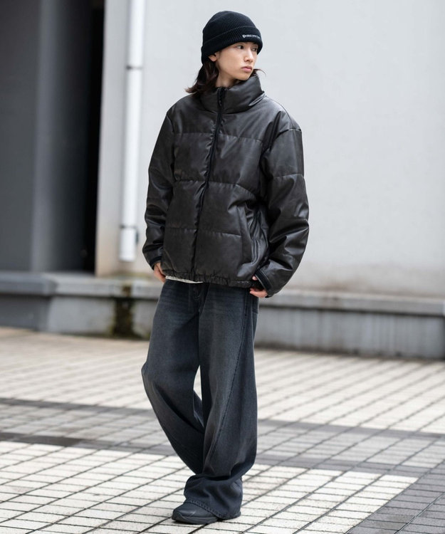 WEGO 【ユニセックス着用ITEM】PUパファーブルゾン ブラックその他