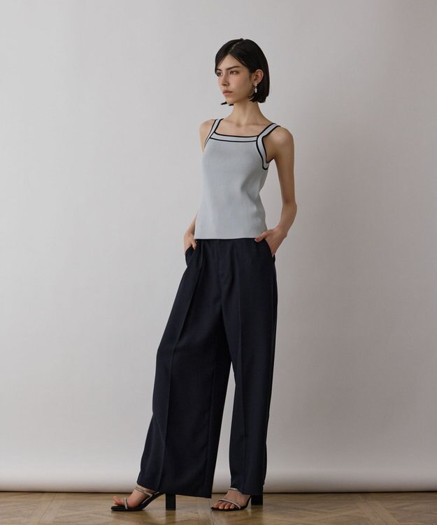 GRACE CONTINENTAL バイカラーリブニットトップ ブルー