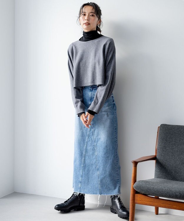 23区 L 【洗える】ベアタートル シアー カットソー ブラック系