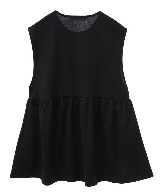 Green Parks カットジョーゼットペプラムベスト Black