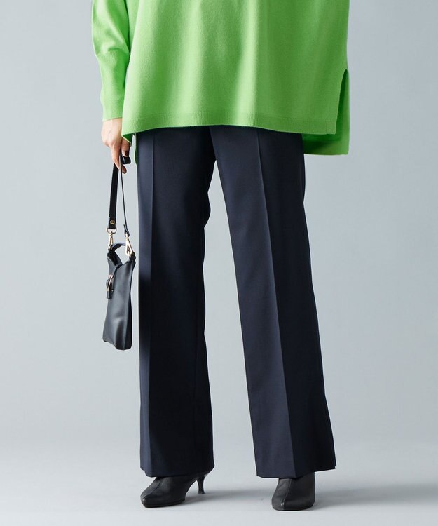 自由区 【洗える】T/R/Wストレッチストレート パンツ ネイビー系