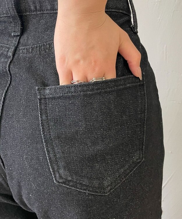 WEGO 【MLサイズ展開】ハートサイドラインストレートパンツ ブラック