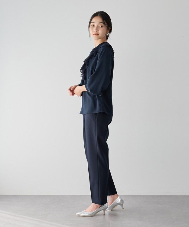 YECCA VECCA アシメラッフルブラウス Navy