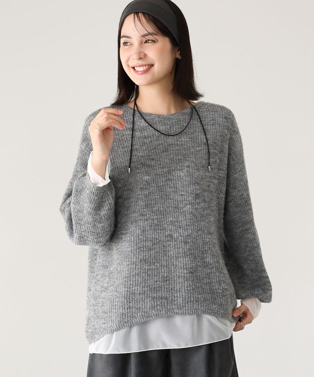 Green Parks シアーゆったりニットプルオーバー Gray