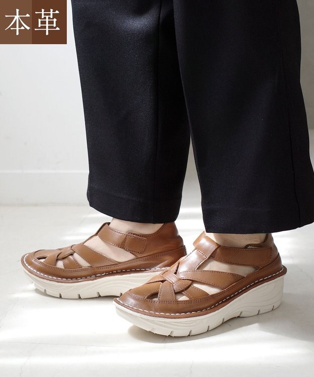 Pointer 本革編み込みグルカサンダル ブラウン