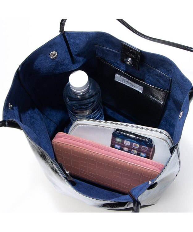 UNBILLION カシュカシュ cachecache / クラッシュメタリック肩入れバケツトートバッグ シルバー