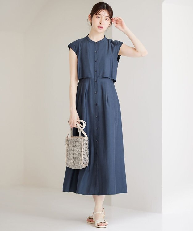 ANY SIS S 【洗える】クロップドシャツ ワンピース シャンブレー