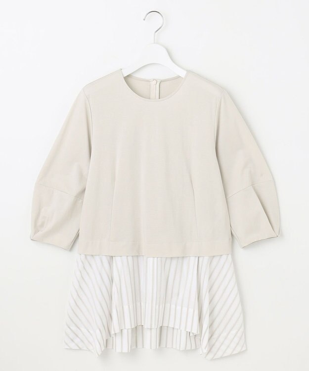 自由区 S 【洗える】カラミストライプコンビジャージ トップス ベージュ