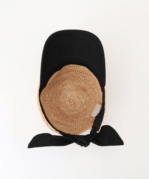 GRACE CONTINENTAL リボンストローキャップ ブラック