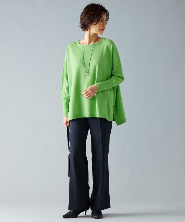 自由区 【洗える】T/R/Wストレッチストレート パンツ ネイビー系