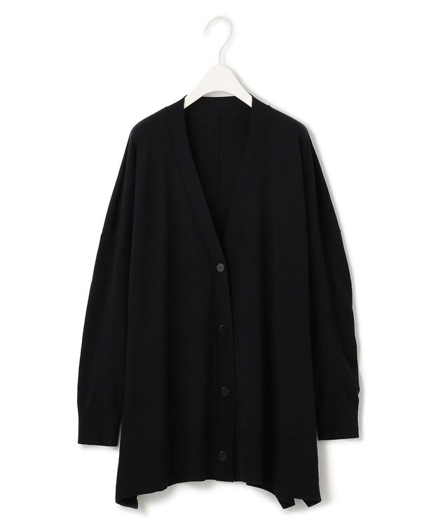 ICB 【洗える】ヴィスコースワイド Vネックカーディガン ブラック系
