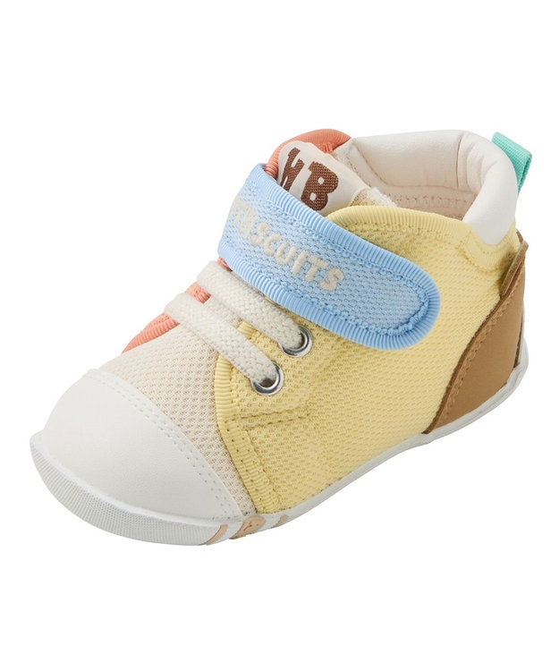 MIKI HOUSE HOT BISCUITS 【11.5-13.5cm】 顔ドン メッシュ素材 ファースト ベビーシューズ 黄