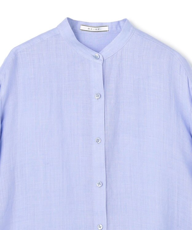 BEIGE， HALITE / リネンシアー オーバーサイズシャツ Sax
