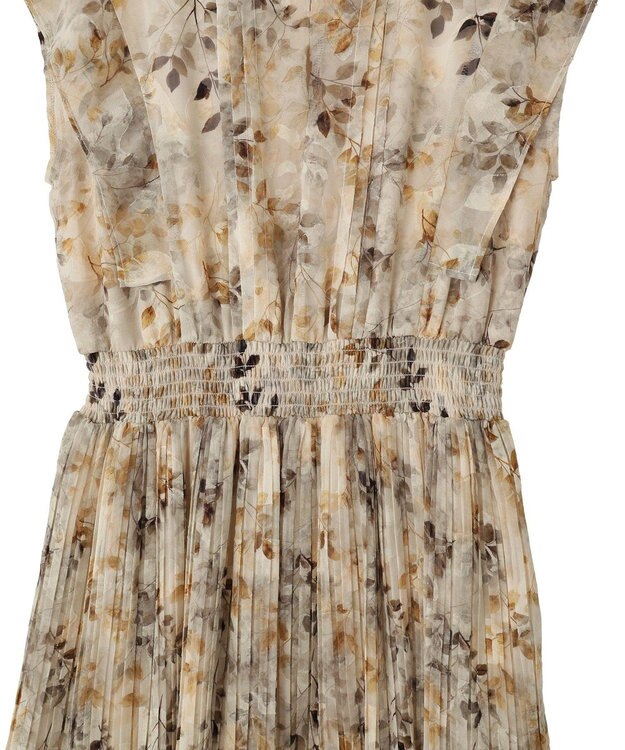 YECCA VECCA ぼかし柄プリーツワンピース Ivory