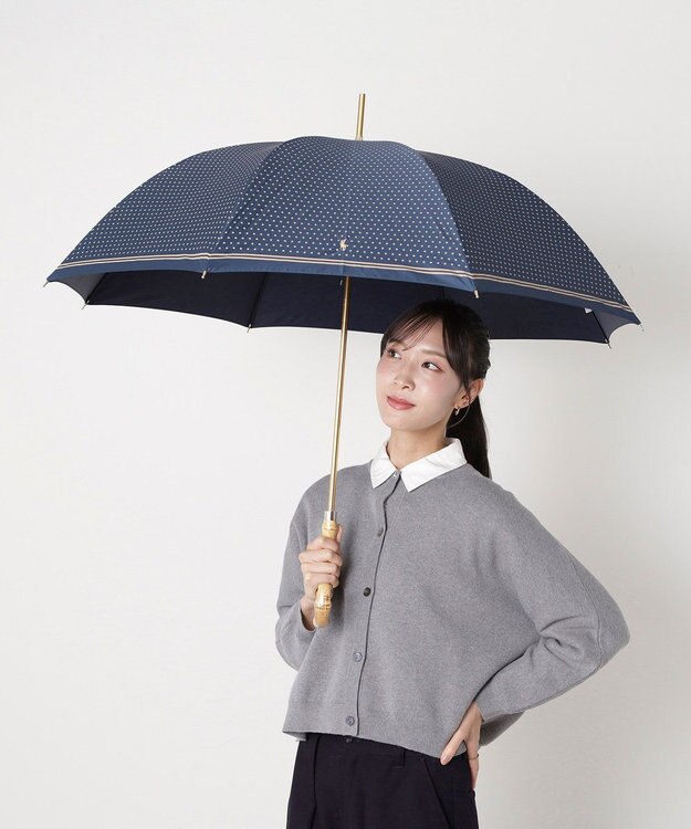 MOONBAT POLO RALPH LAUREN(ポロ ラルフローレン) ツイルドットポロポニー 雨傘 長傘 ネイビーブルー