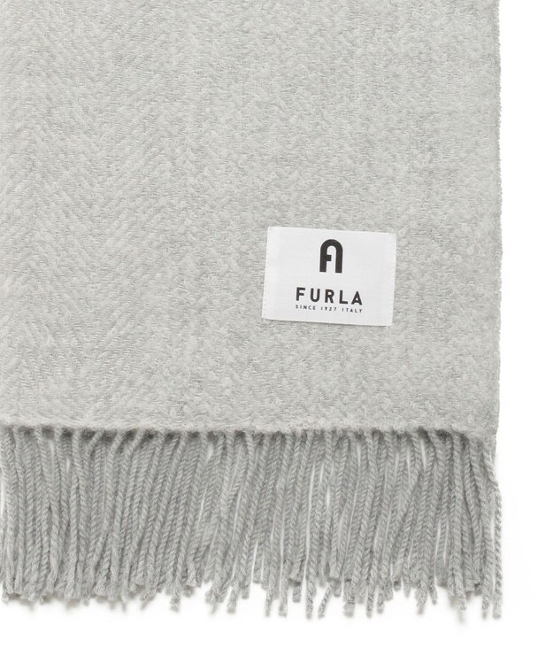 MOONBAT 【日本製】FURLA アルパカ混ヘリンボーンマフラー／幅50cm グレー