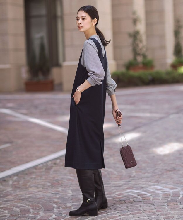 J.PRESS LADIES S 【洗える】ウールスムース ジャンパースカート ネイビー系