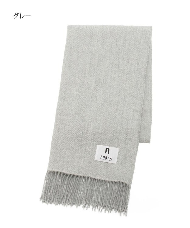 MOONBAT 【日本製】FURLA アルパカ混ヘリンボーンマフラー／幅50cm グレー