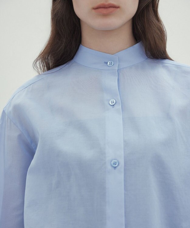 BEIGE， 【洗える】PLUMERIA / コットンシアーバックボウタイブラウス Sax