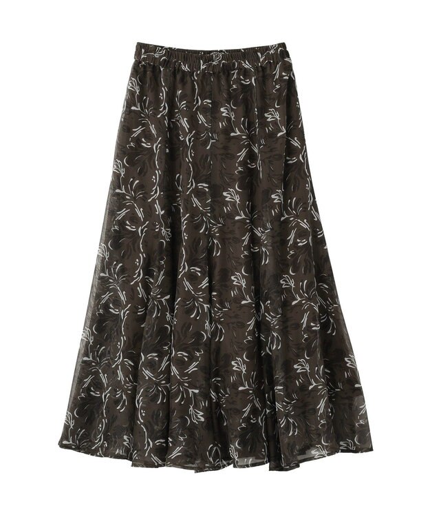 YECCA VECCA ボタニカル柄シアーロングスカート Charcoal Gray