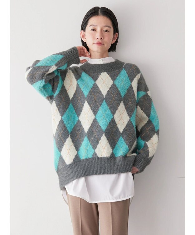 AMERICAN HOLIC バイパチアーガイルニットプルオーバー Gray Mixture