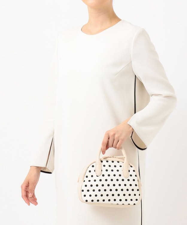 UNBILLION perche 牛革ハラコタイプ×ゴートハーフムーン2wayボストン アイボリー