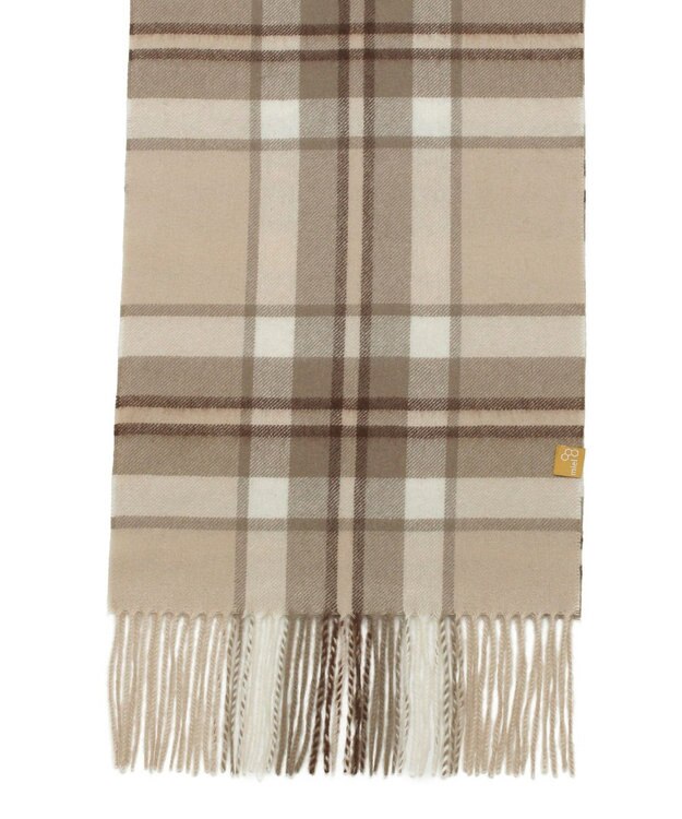 MOONBAT WEB限定【洗える】ミエル (miel) カシミヤ100％ チェックマフラー ベージュ