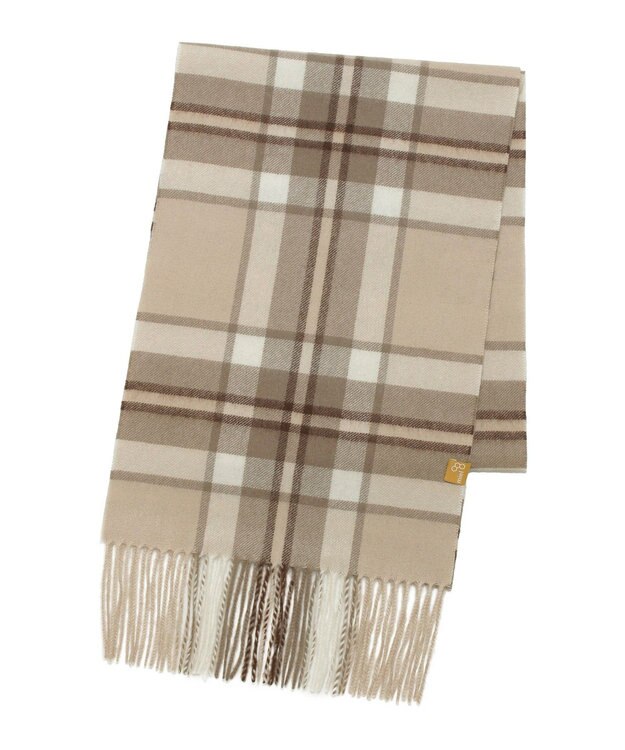 MOONBAT WEB限定【洗える】ミエル (miel) カシミヤ100％ チェックマフラー ベージュ