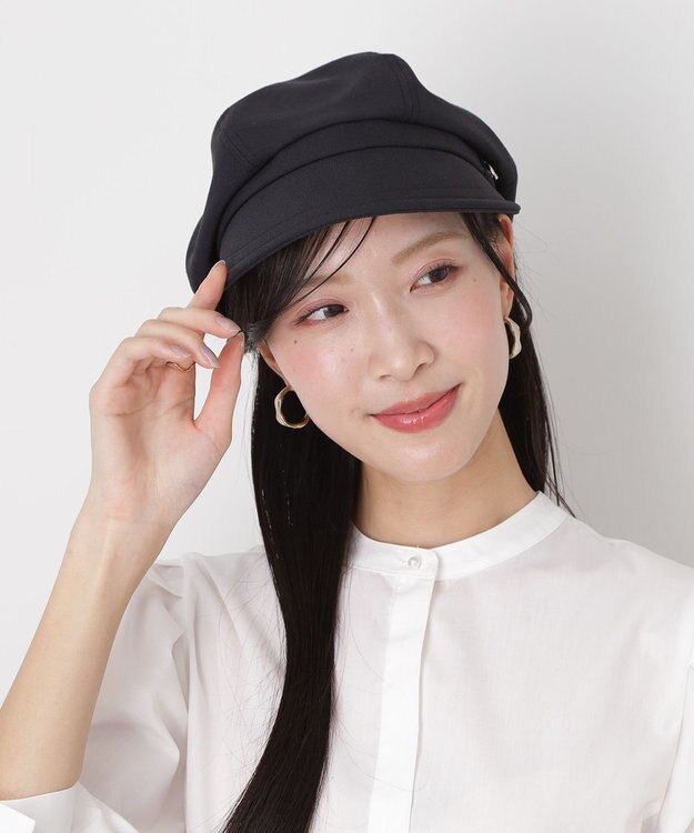 MOONBAT 【遮光100％/遮熱/UVカット】FURLA(フルラ)アーチロゴ キャスケット 帽子 無地 サイズ調整可能/手洗い可能/日本製 ブラック