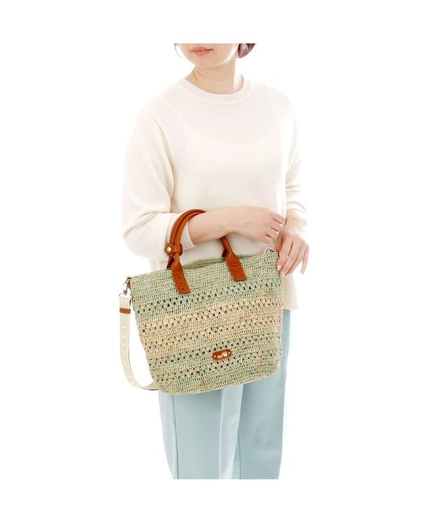 IBIZA ラフィア　2WAYバッグ エメラルドグリーン