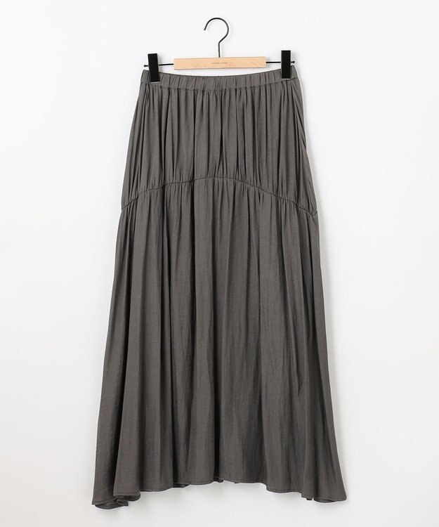 SHARE PARK LADIES 【洗える】ポリエステルシャンブレースカート チャコール