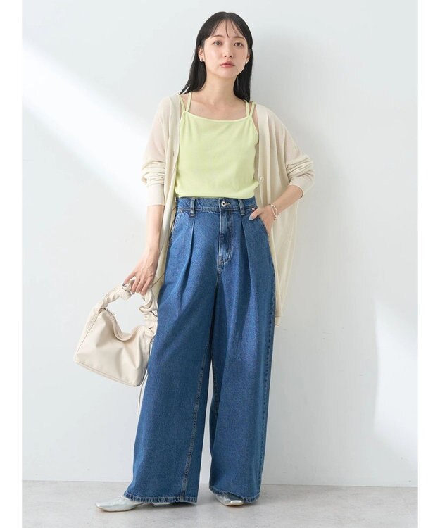 earth music&ecology キラキララインストーンキャミ Lime Green