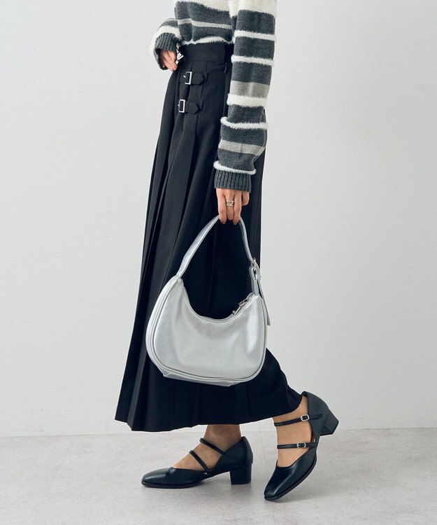 earth music&ecology サイドバックルプリーツスカート Black