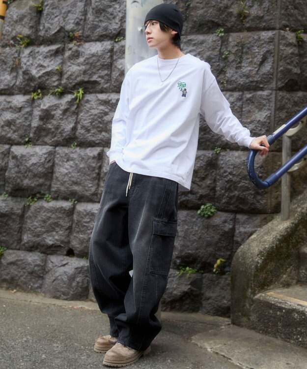 WEGO 【ユニセックス着用ITEM/MLサイズ展開】別注BENDAVISハートワンポイント刺繍T（LS） ホワイト