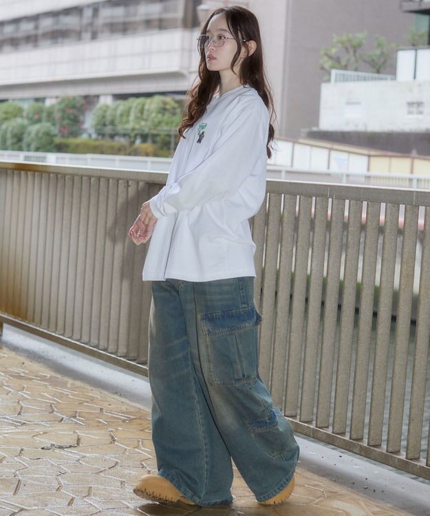 WEGO 【ユニセックス着用ITEM/MLサイズ展開】別注BENDAVISハートワンポイント刺繍T（LS） ホワイト