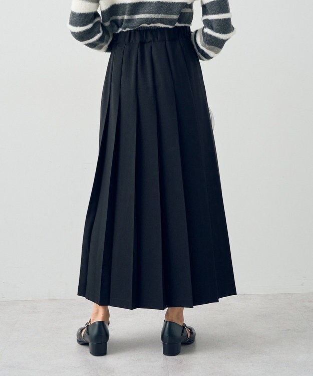 earth music&ecology サイドバックルプリーツスカート Black