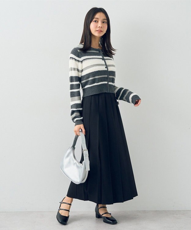 earth music&ecology サイドバックルプリーツスカート Black