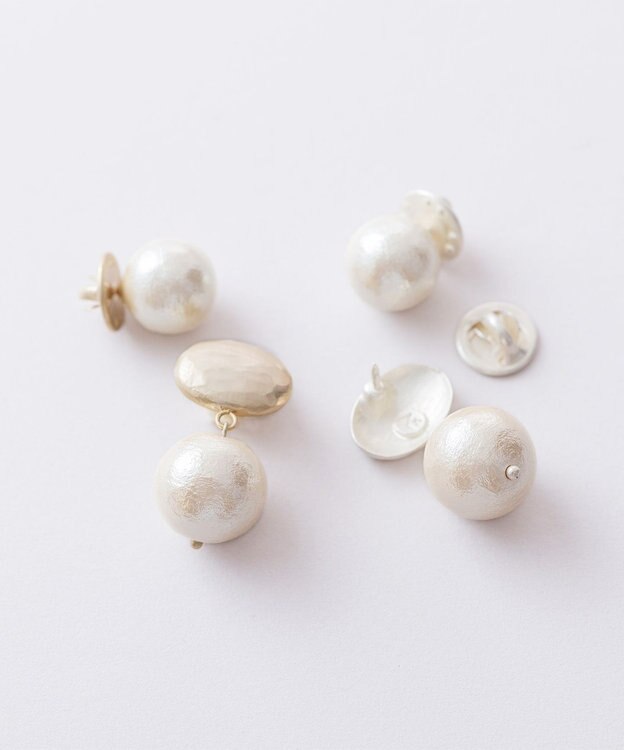 Pisceans オーバルカボション&コットンパール2setブローチ マットゴールド