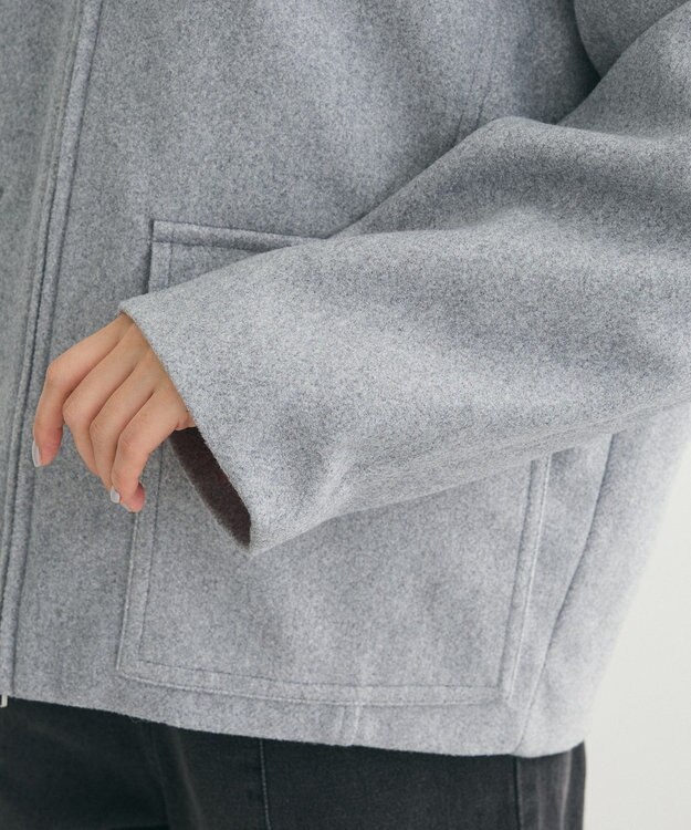 Green Parks ２ＷＡＹニットフードウールライクジャケット Gray Mixture