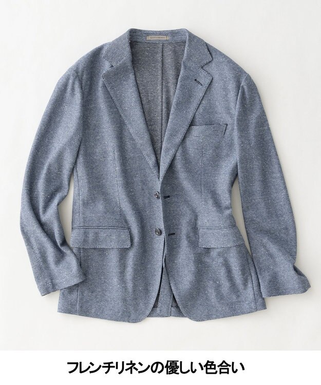 GOTAIRIKU ３年連続売上NO1【吸水速乾/洗える/ストレッチ】ノルマンディーリネン カーディガンジャケット(25/26年モデル) サックスブルー