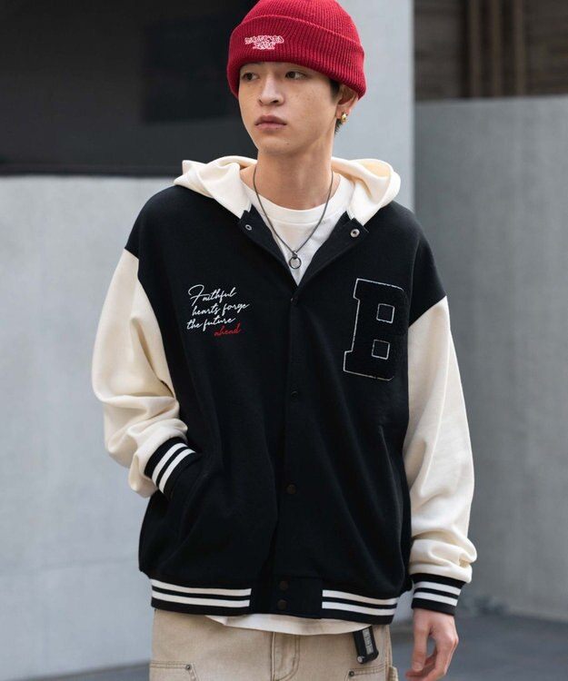 WEGO 【ユニセックス着用ITEM】スウェットフードスタジャン ブラック